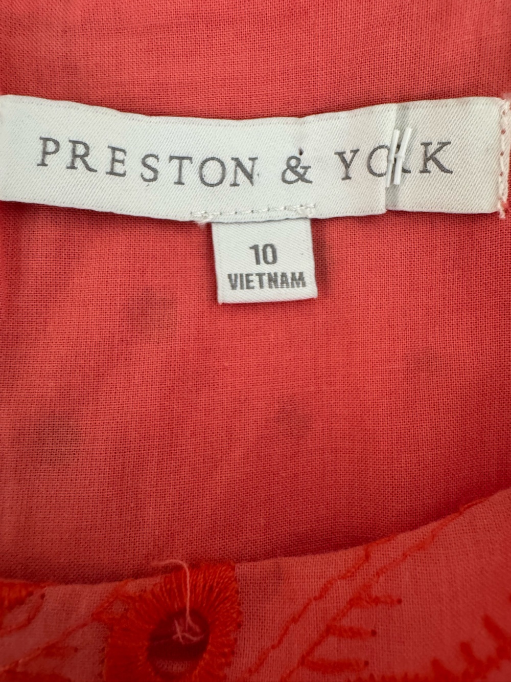 Preston & York Coral Eyelet Embroidered Shift Dress Size 10 - Picture 2 of 8